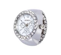 FingerWatchRing - Montre analogique vintage - Bague ronde - Accessoire de bijoux élégant - Affichage précis avec style classique - Élégante bague analogique pour bijoux tendance pour homme, Argenté