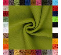 fingsi Stoffe Linus Tissu tubulaire en grosse maille Coupon Uni Largeur du tuyau 27 cm 95 % coton, 5 % élasthanne (30. Vert mousse 1 m)