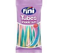 Fini Bâton Tubes Rainbow Inside Out | Réglisse à la fraise couverte de nuage coloré | Sachet de 80 g.