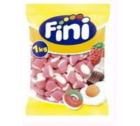 Fini Besos Bisous Fraise, Bonbons en Forme de Baiser, Sachet de 1 kg