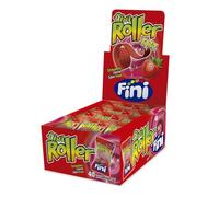 Fini - Roller fraise réglisse | Langue roulée avec sucre | Bonbon dans un étui de 40 unités | saveur fraise.