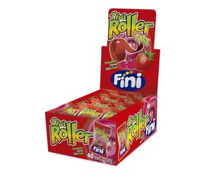 Fini - Roller fraise réglisse | Langue roulée avec sucre | Bonbon dans un étui de 40 unités | saveur fraise.