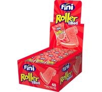 Fini - Rouleau de remplissage à la fraise réglisse | Langue roulée avec du sucre et garnie | Gummy en boîte de 18 unités | Saveur fraise.