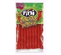 Fini Torcidas Rellenas Bâtons Gélifiés Fourrés à la Crème de Fraise, Double Texture, 125g