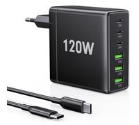 FINIBO Chargeur USB C 120 W - Chargeur rapide multiport à 6 ports avec contrôle intelligent de la puissance - Prise en charge PD3.0 et QC4.0 - Chargeur compact pour iPad et smartphone