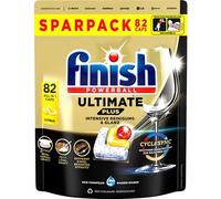 Finish Capsules Lave-Vaisselle Ultimate Plus Citron - 82 unités Powerball | Formule à 3 compartiments contre la graisse et les résidus incrustés, pour une vaisselle propre et brillante sans prélavage