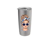 Finish Girl Messy Bun Drapeau Finlande Bandana Lunettes de soleil Voyage Gobelet isotherme en acier inoxydable double paroi