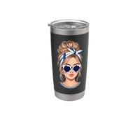 Finish Girl Messy Bun Drapeau Finlande Bandana Lunettes de soleil Voyage Gobelet isotherme en acier inoxydable double paroi