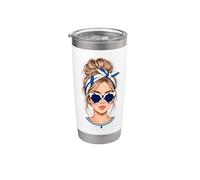 Finish Girl Messy Bun Drapeau Finlande Bandana Lunettes de soleil Voyage Gobelet isotherme en acier inoxydable double paroi