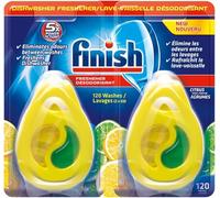 Finish Lot de 2 désodorisants pour lave-vaisselle avec action de puissance 5 fois, 120 lavages, parfum d'agrumes - 4,8 g/5 ml