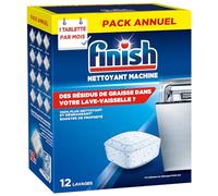Finish Nettoyant Machine Lave-Vaisselle Pendant le Cycle - 12 Tablettes Lave-Vaisselle - Pack Annuel
