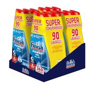 Finish Powergel Gel Lessive pour lave-vaisselle liquide, multifonctions, Poteries dégraissantes, Fresh, 360 lavages, 12 paquets de 30 lavages