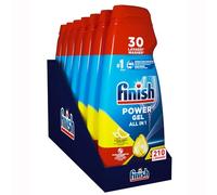 Finish Powergel Gel Lessive pour Lave-vaisselle Liquide, Multiaction, Pouvoirs Dégraissants, Citron, Multicolore, 7 Unités, Lot de 1