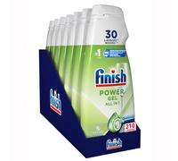 Finish Powergel Lessive Lave-vaisselle 0%, Gel, 210 Lavages, 7 Paquets de 30 Lavages de Liquide Contre la Saleté Obstinée