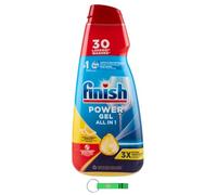 Finish Powergel Lot de 12 détergents liquides au gel citron pour lave-vaisselle, multifonctions, effet dégraissant, 30 lavages 600 ml + porte-clés Beni Culinari
