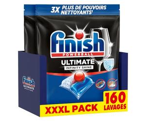 Finish Ultimate Infinity Shine Pastilles Lave-Vaisselle, Imbattable contre les taches tenaces, 160 capsules