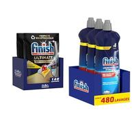 Finish Ultimate Infinity Shine x160 Capsules Lave-Vaisselle + Liquide de Rinçage Brillance et Séchage x3 Produit Lava-Vaisselle