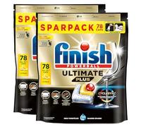 Finish Ultimate Plus Citrus Lot de 2 paquets de 78 tablettes pour lave-vaisselle pour nettoyage intense, dégraissant et brillance