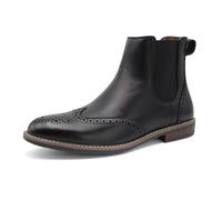 Finishing & Sewing Bottes Chelsea Brogue pour hommes, bottines décontractées chics à enfiler avec bout ailé
