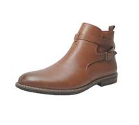 Finishing & Sewing Bottes Jodhpur pour hommes avec sangle à boucle, bottines Chelsea décontractées à enfiler