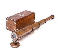 Finition cuivre Vintage Télescope avec boîte cadeau Marine en bois Londres 1917