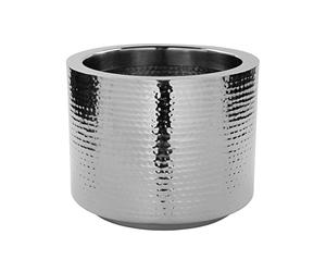 Fink Cache-pot à double paroi 28 x 22 cm en acier inoxydable martelé