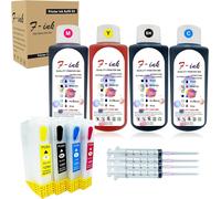Fink Kit D'Encre Rechargeable Compatible Avec Les Cartouches D'Encre Epson T1295, Compatible Avec Les Imprimantes Bx535Wd Bx625Fwd Bx630Fw Bx925Fwd Wf-7515 Wf-7525 Wf-3520Dwf Wf-30[ENC942691]