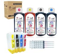 Fink Kit d'encre Rechargeable Compatible avec Les Cartouches d'encre Epson T1295, Compatible avec Les imprimantes BX535WD BX625FWD BX630FW BX925FWD WF-7515 WF-7525 WF-3520DWF WF-3010DW WF-3540DTWF