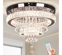 Finktonglan 15,7" lustres en cristal modernes LED dimmables avec télécommande, K9 lustres fil pour chambre à coucher, salle à manger, salon et couloir (Multicolore)