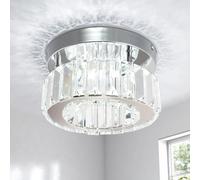 Finktonglan Plafonnier LED en cristal rond moderne Ø22cm, luminaire encastré élégant en acier inoxydable avec LED intégrée 1200 lumens, idéal pour couloir, chambre, salle de bain, salon