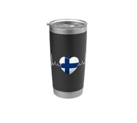 Finlande Drapeau Cœur Battant Scandinavie Vacances Gobelet isotherme en acier inoxydable double paroi