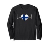 Finlande Drapeau Cœur Battant Scandinavie Vacances Manche Longue