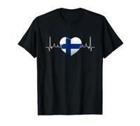 Finlande Drapeau Cœur Battant Scandinavie Vacances T-Shirt Graphique avec Valeur