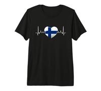 Finlande Drapeau Cœur Battant Scandinavie Vacances T-Shirt Haut de Gamme