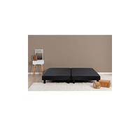 DEKO DREAM Rakenne Lot de 2 Sommiers tapissiers à lattes 180 x 200 cm - Bois massif noir + Pieds