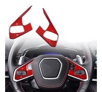 FINMOKAL Lot de 2 housses de cadre de volant en fibre de carbone véritable pour intérieur de voiture compatible avec Chevrolet Corvette C8 2020-2024 (rouge)