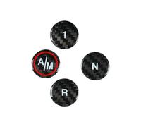 FINMOKAL Lot de 4 autocollants en fibre de carbone véritable pour bouton de levier de vitesse compatible avec Fiat Abarth 500 595 695 (noir)