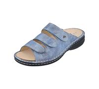 Finn Comfort Sandale confortable Hellas Jeans en cuir talon compensé Femme Bleu 42 EU
