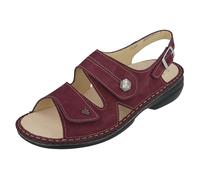 Finn Comfort Sandales Milos 2560-007527 - Rouge foncé - Cuir nubuck - Fermeture - Semelle intérieure à changer - Rouge, Rumba, 43 EU
