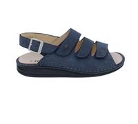 Finn Comfort Sandales Sylt 2509-832046 - Cuir nubuck - Bleu - Semelle intérieure amovible - Bleu, bleu, 42 EU Large