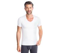 FINN Lasercut Maillot de corps business à manches courtes pour homme avec col en V - Sous-vêtement sans coutures pour homme en tissu modal original Lenzing - Le t-shirt invisible sous chemise et