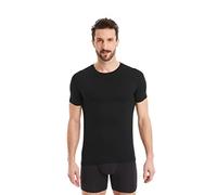 FINN Maillot de corps business à manches courtes avec col rond - Sous-vêtement pour homme en tissu modal Lenzing® original - Le t-shirt parfait sous chemise et costume, Noir , M