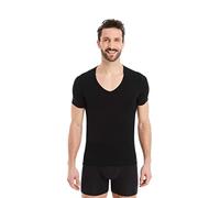 FINN Maillot de Corps Business pour Homme à Manches Courtes avec Col en V - sous-Maillot en Tissu Original Lenzing® Modal - Le T-Shirt Parfait sous Une Chemise et Un Costume Noir XXL