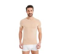 FINN - Maillot de Corps Hommes d'affaires à Manches Courtes et Col Rond - Débardeur Hommes en Microfibre - Marcel Hommes Invisible/Couleur Peau/Nude L