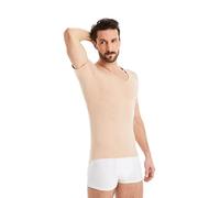 FINN T-Shirt Anti-Transpiration pour Hommes avec col en V et Patchs intégrés aux aisselles pour la Forte Transpiration - Maillot de Corps Contre Les odeurs et Les Taches de Sueur Couleur Peau Nude L