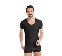 FINN T-Shirt Gainant pour Hommes avec col en V - Maillot de Corps Shapewear à Manches Courtes en Coton - Maillot de Compression Body Shaper pour Un Ventre Plus Plat Noir 4XL