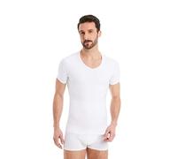 FINN T-Shirt Gainant pour Hommes avec col en V - Maillot de Corps Shapewear à Manches Courtes en Coton - Maillot de Compression Body Shaper pour Un Ventre Plus Plat Blanc L