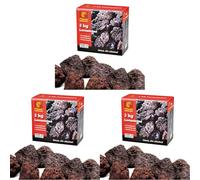 Finnas Pierres de Lave 3 kg - Pierre de Lave - Barbecue à gaz - Réutilisable - Chaleur Uniforme - Prévention des Flammes piquantes - Naturel - Allemand (Lot de 3)