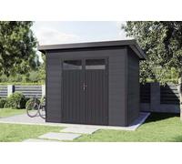 Finnhaus Wolff Abri de jardin WPC Vitale 2420 19 - Anthracite/gris clair - En bois/plastique - Gris anthracite - Armoire à outils avec paroi de 19 mm d'épaisseur