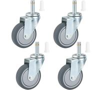 Finnhomy Lot de 4 roulettes pivotantes robustes de 7,6 cm de diamètre de la tige en TPR pour chariot utilitaire/seau de vadrouille/aspirateur humide et sec/grils/tabouret de mécanicien